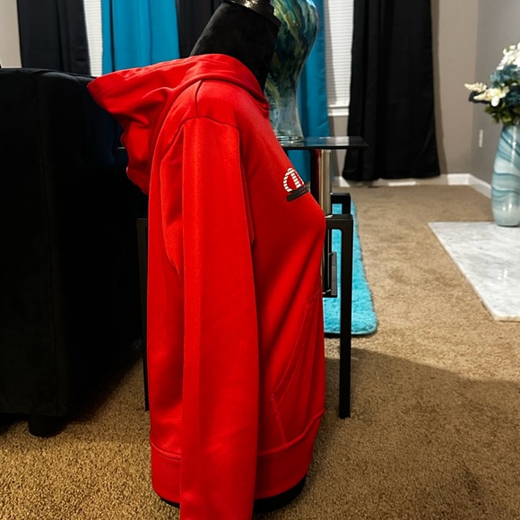 Champion Red Hoodie with Script Chest Logo - Picture 4 of 6
